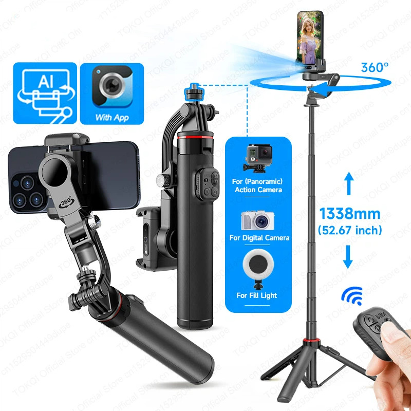 C22 AI Face Tracking Handheld Gimbal Stabiliser 360° หมุนยิง เซลฟี่ ติด ขาตั้งกล้องสําหรับโทรศัพท์มื