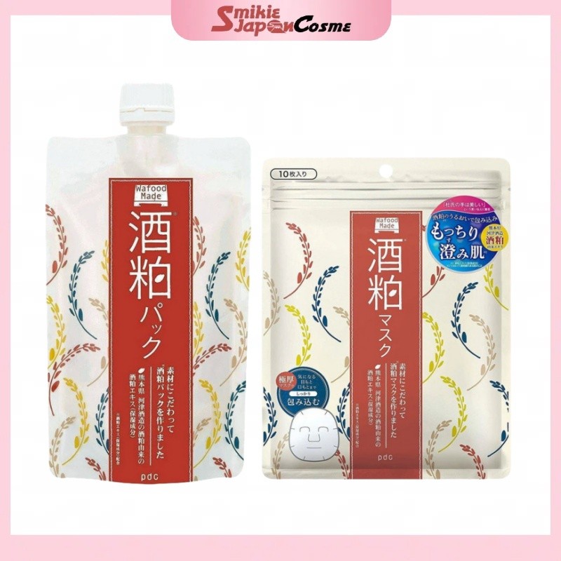 PDC Wafood Made Sake Kasu Sake Lees Wash Off Pack 170g / Mask 10 Sheets