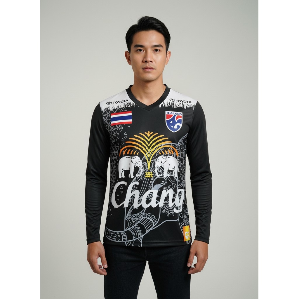 เสื้อกีฬาผู้ชาย เสื้อคอกลม แขนยาว พิมพ์ลายช้างกราฟิก ผ้าไมโคร เนื้อผ้านิ่ม ใส่ออกกำลังกายหรือใส่เล่นกีฬาได้ t2258#