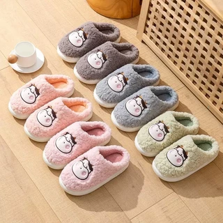 JH SHOP รองเท้าใส่ในบ้าน รองเท้ากำมะหยี่ ( ลายน้องวัว) สลิปเปอร์ แนะนำเพิ่ม2ไซส์