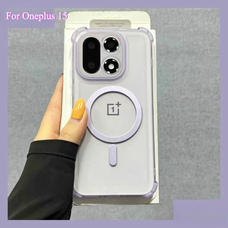 แม่เหล็กกันกระแทก Soft TPU ถุงลมนิรภัยสําหรับ Oneplus 15 1+15 ไร้สายชาร์จ Anti-Fall ซิลิโคนปกหลังสําหรับ 1 + 15 กันชน