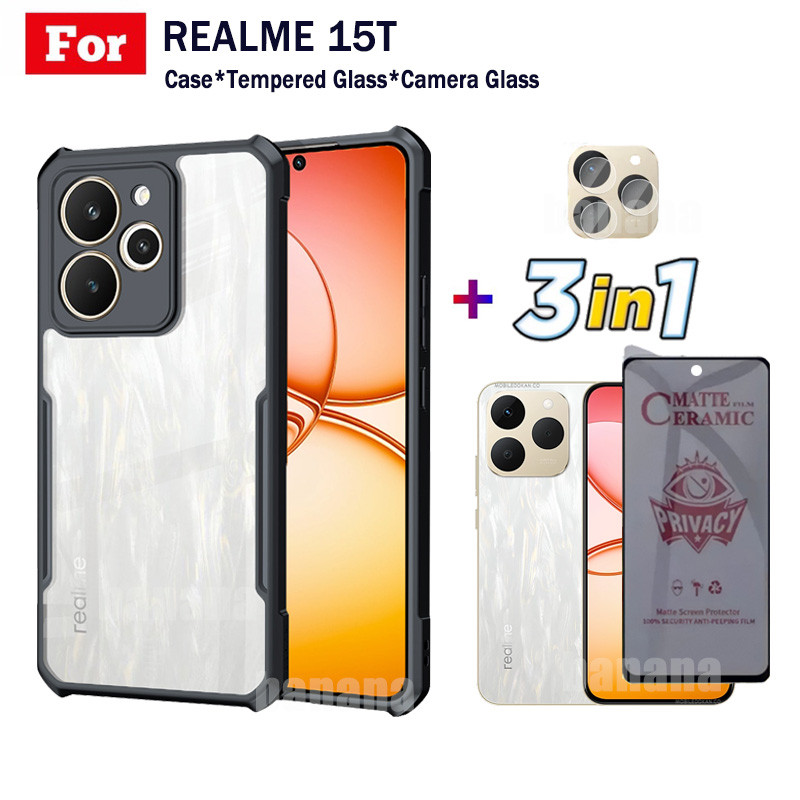 3 in 1 Realme 15T เคสโทรศัพท์กันกระแทกสําหรับRealme 14T 14X Realme 13 + 13 5G Realme 12 5Gกระจกนิรภั