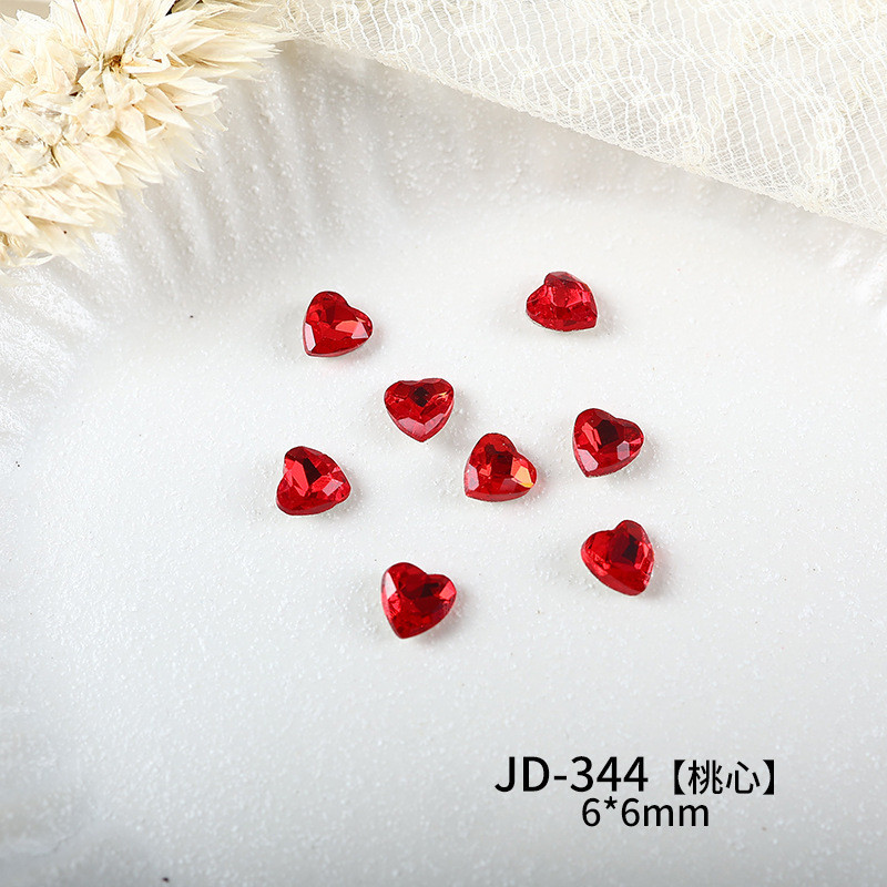 10ชิ้นแพ็คสไตล์ใหม่บิ๊กสีแดงชี้ด้านล่างเพชรหลวมอุปกรณ์แต่งเล็บรักคดเคี้ยวหัวใจยาวผสมเล็บสามมิติตกแต่ง - รูปที่ 7