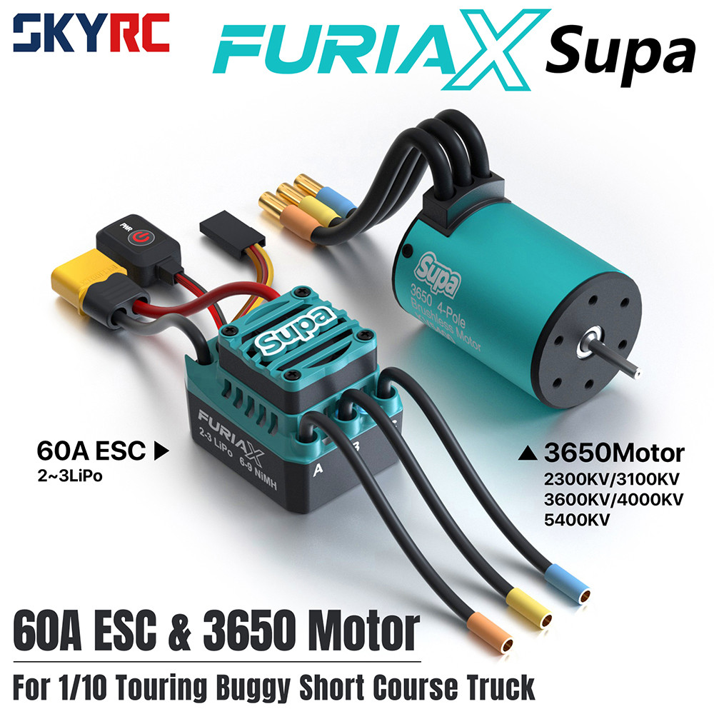 SKYRC FuriaX Supa Combo 3650 5400KV มอเตอร์ไร้แปรง 60A ESC กันน้ําสําหรับ 1/10 1/12 RC รถรถบรรทุก Buggy