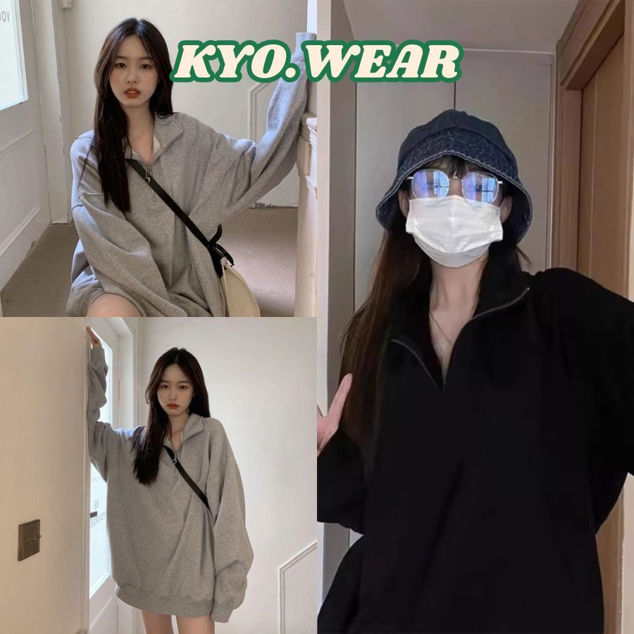 KYO 🌺 【พร้อมส่ง】เรียบง่ายและมีสไตล์เสื้อสเวตเตอร์คอปกโปโลสําหรับผู้หญิง ครึ่งซิปมาใหม่  เสือใส่สบาย NK25103