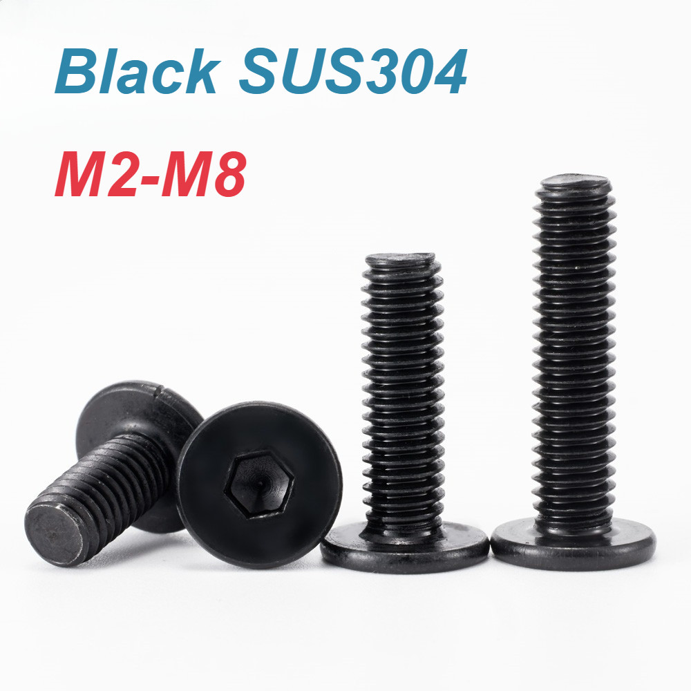 [XM] น็อต สกรู หัวจมแบน หัวกลมแบน งานเฟอร์ฯ สแตนเลส 304 เกลียวมิล หยาบ M2-M8 / Round Flat Hex Machine Screw SUS304, สกรูซ็อกเก็ตหกเหลี่ยมหัวแบนขนาดใหญ่ 304 สีดํา M2-M8 สกรูซ็อกเก็ตหกเหลี่ยมหัวแบนบางเฉียบ