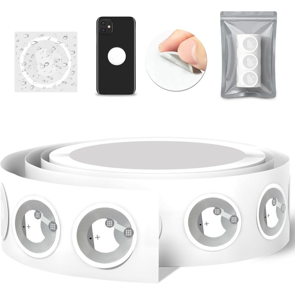 แท็ก NFC 100 ชิ้น NTAG215 สติ๊กเกอร์ NFC การ์ดกลม สติ๊กเกอร์ RFID เข้ากันได้กับ TagMo และ Amiibo และ