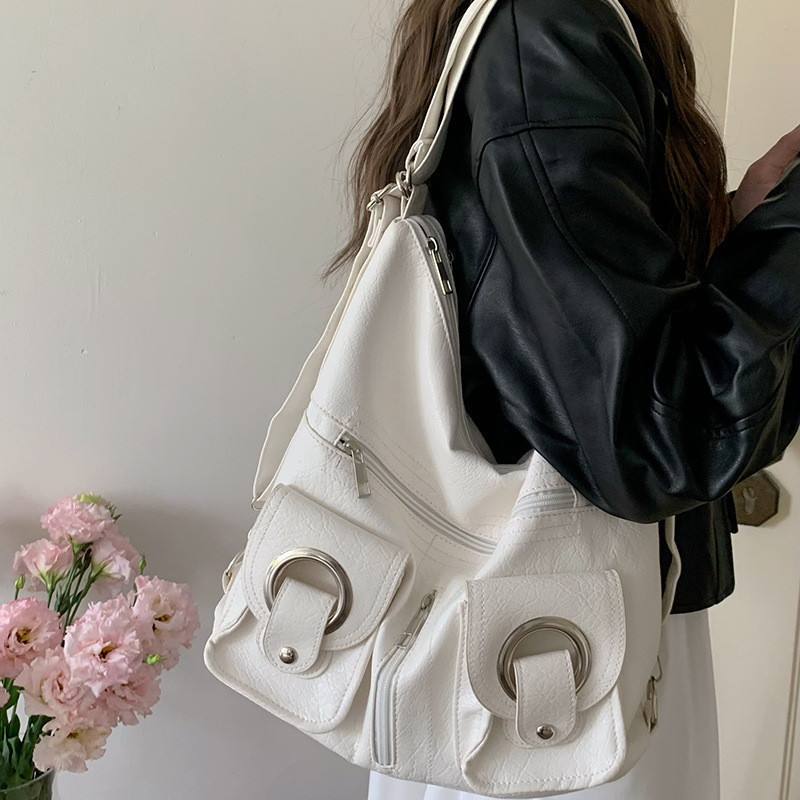 TRENDY POUCH  กระเป๋าซิปที่เรียบง่ายและมีสไตล์ PU tote bag กระเป๋าเป้สะพายหลังความจุขนาดใหญ่สําหรับเดินทางอเนกประสงค์ ราคา ถูกที่สุด ดีลบีเคเค แกลเลอรีภาพที่ 6