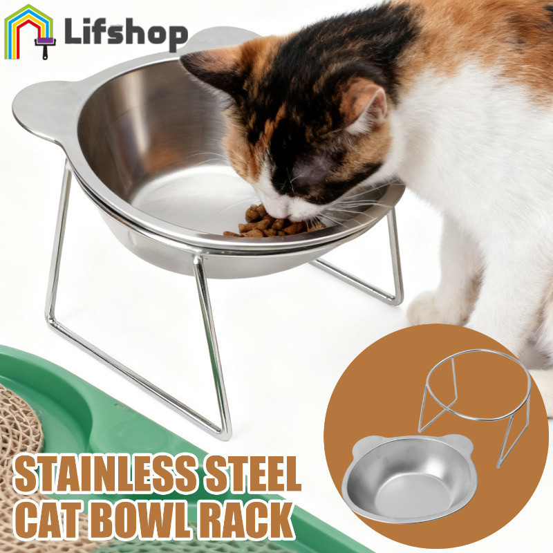 [HGB]ที่วางชามสัตว์เลี้ยงป้องกันการหก | เครื่องป้อนยกระดับสแตนเลส 304 พร้อมด้ามจับซิลิโคน | ฐานถ่วงน