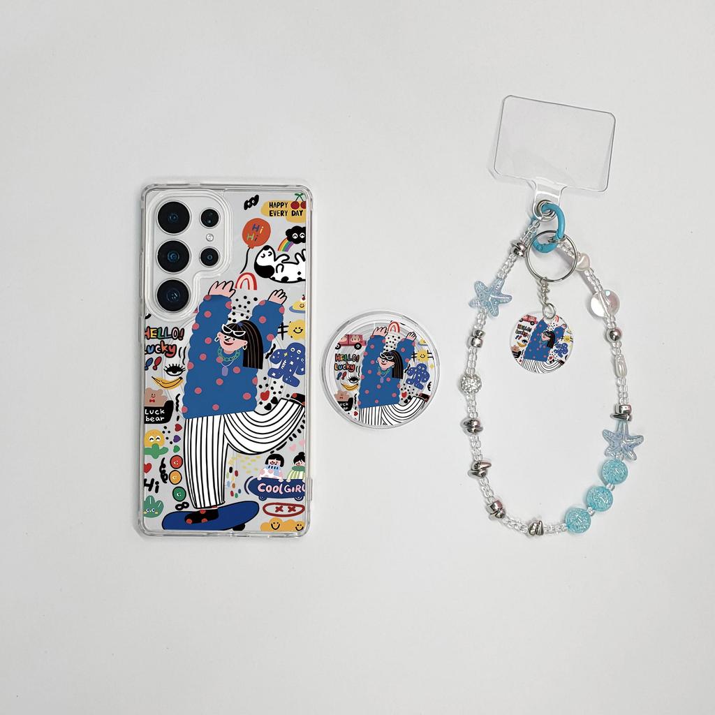 สําหรับSamsung S25 Fe S25 Ultra case S24 Ultra S24 Feน่ารักการ์ตูนS24 S23 Plusฝาครอบแม่เหล็กS22 Ultra hard Shellโปร่งใสมือสาว