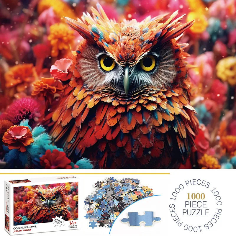 1000 Pieces Colorful Owl Jigsaw Puzzles for Adults Home Decor Games Family Fun Floor Puzzles Educati