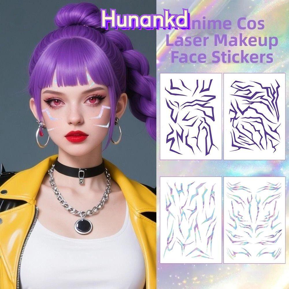 คอสเพลย์ สติ๊กเกอร์รอยสัก สำหรับ Anime K-Pop Demon Hunters ชั่วคราว มีสีสัน สีม่วงสดใส ใช้ได้ทั้งใบหน้าและขึ้นเวที