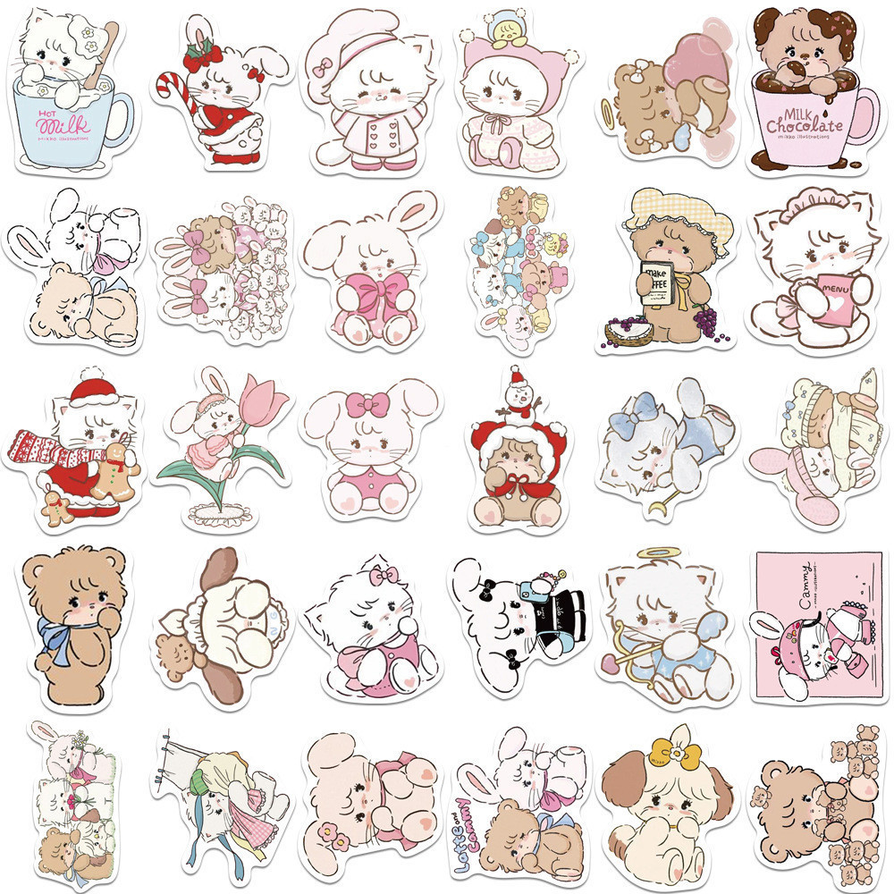 60แผ่นนุ่มหมีกระต่ายทําเองคู่มือวัสดุสติกเกอร์ปิดผนึกสติกเกอร์แล็ปท็อปสติกเกอร์กันน้ําสเก็ตบอร์ดตู้เย็นไอแพดถ้วยน้ํากระติกน้ําร้อนถ้วยกรณีโทรศัพท์สติก - รูปที่ 3