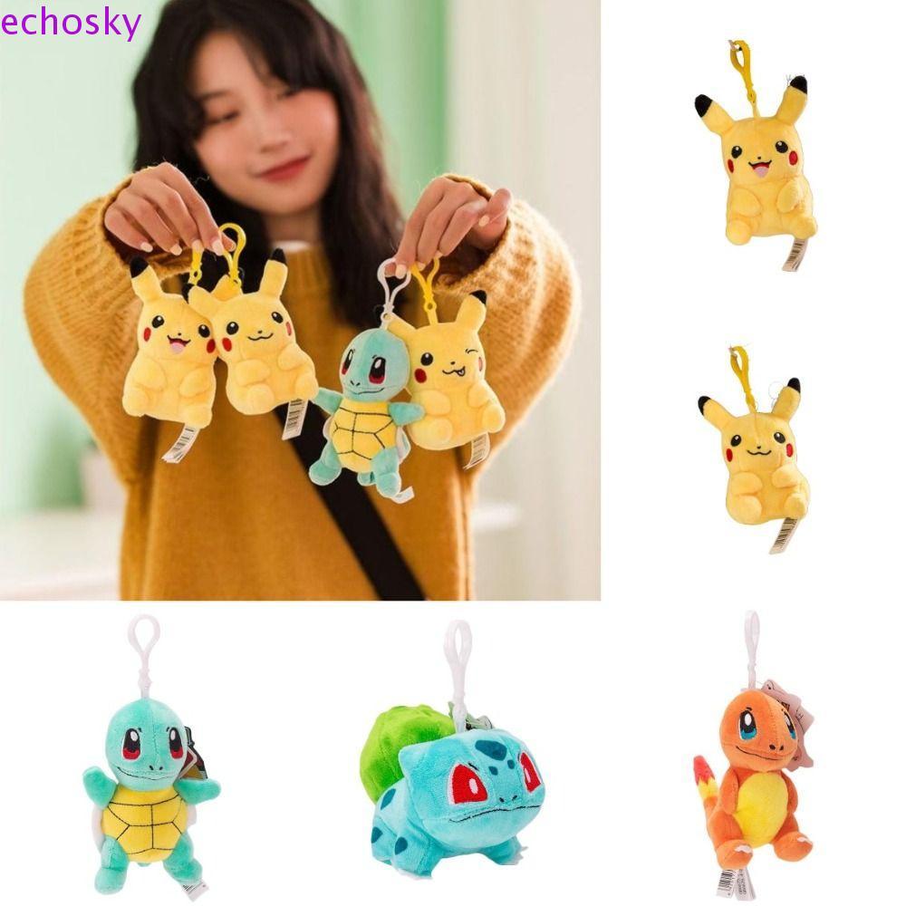 ECHOSKY Pikachu พวงกุญแจตุ๊กตา,ตุ๊กตาอะนิเมะ Pikachu Action Figure,Pikachu Plush Keychain KeyChainตุ