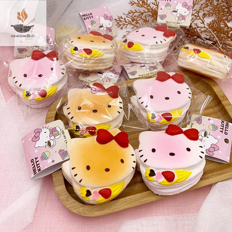 THSUN Sanrio Hello Kitty จําลองขนมปังช้า Rebound Pinch ของเล่นจี้การ์ตูนน่ารักแมวความเครียดบรรเทาบีบของเล่นเด็กผู้ใหญ่ของขวัญ TH