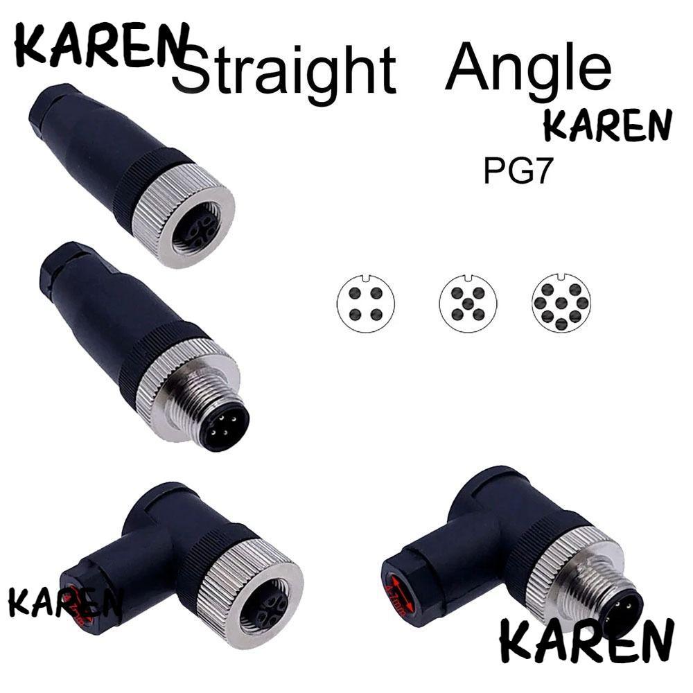 KARENGOODS M12 Sensor Connector, 4 5 8 Pin ชายหญิงซ็อกเก็ต M12 ปลั๊กการบิน,ประเภทขั้วต่อเซ็นเซอร์ PG