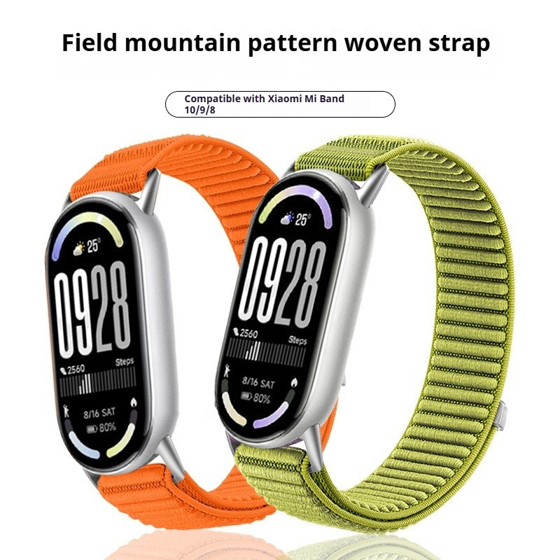 สายรัดถักสําหรับ Mi Band 10 9 8 สร้อยข้อมือทอสายรัดข้อมือไนลอนอุปกรณ์เสริมสําหรับ Xiaomi Smart Band 10 9 8 eramic Edition