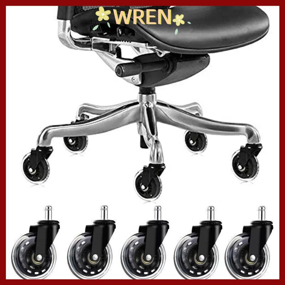 WREN 5PCS เก้าอี้สํานักงานล้อเลื่อน 2.5/3 นิ้ว PU ล้อยาง Universal เฟอร์นิเจอร์ฮาร์ดแวร์ ล้อหมุนเงียบ เปลี่ยนได้ Home Office