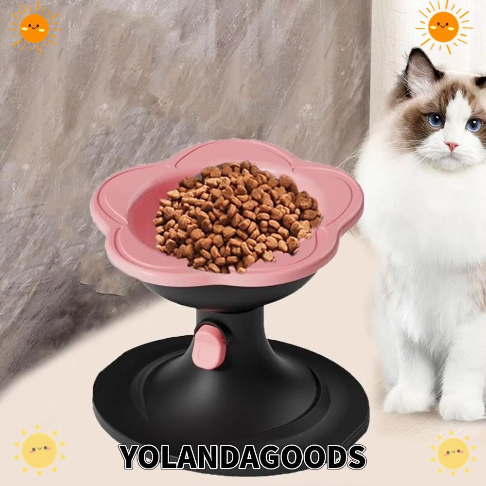 YOLANDAGOODS1 ชามแมวเซรามิก, ดอกไม้ลื่นสัตว์เลี้ยงชามเท้าสูง, ทนทานความจุขนาดใหญ่มุมเอียงทําความสะอาดง่ายชามสุนัขให้อาหารสัตว์เลี