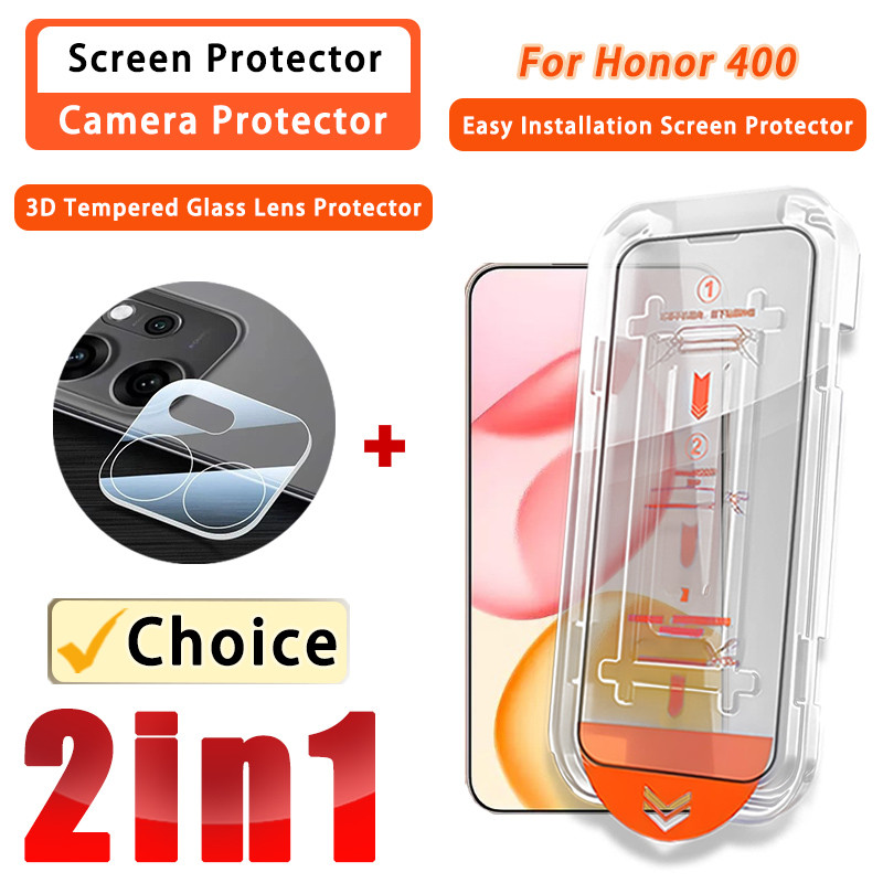 2 IN 1 ฟิล์มแก้ว Honor 400 HD ฟิล์มสําหรับ Honor 400 Pro 200 Smart Lite X9D X9C Smart X7a X7b X7c X7D 5G 4G 3D ฟิล์มแก้วเลนส์ป้องกันและป้องกันหน้าจอฟิล์ม ONE คลิก Magic กล่อง