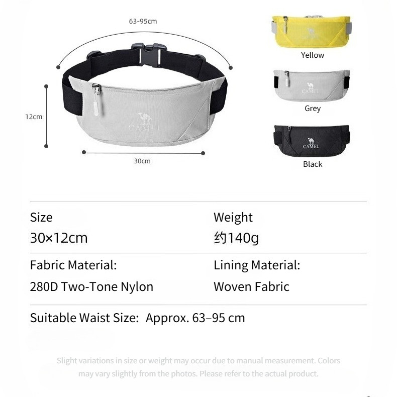 CAMEL CROWN กระเป๋าคาดเอวกีฬา Unisex ปรับได้สําหรับ 63–95 ซม - รูปที่ 7