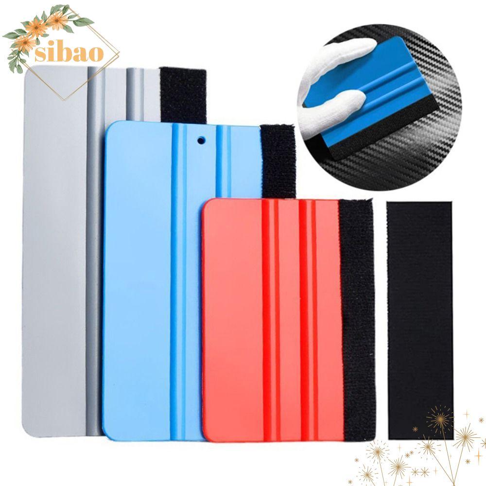 SIBAO Car Clean Vinyl Wrap Felt Squeegee, อุปกรณ์ตกแต่งรถยนต์พลาสติกคาร์บอนสติ๊กเกอร์สติ๊กเกอร์, ผ้า Felt Edge Wiper Scraper Car