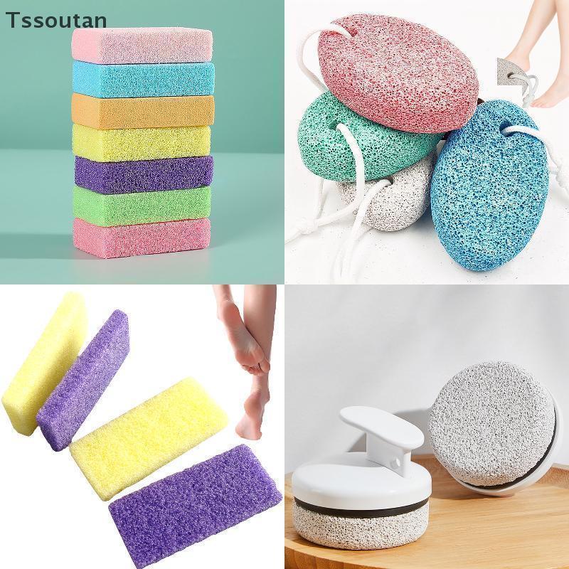 [TSST] Exfoliate Feet Pedicure Handle Pumice Stone Scraper Foot File Dead Hard หยาบแห้งขัดผิวแคลลัส Remover คู่มือส้นเท้าแตก TAN