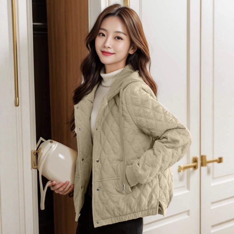 แจ็คเก็ตสก๊อตเพชรสีเล็กเบาะแสงสำหรับผู้หญิง เหมาะสมในฤดูหนาว - รูปที่ 2