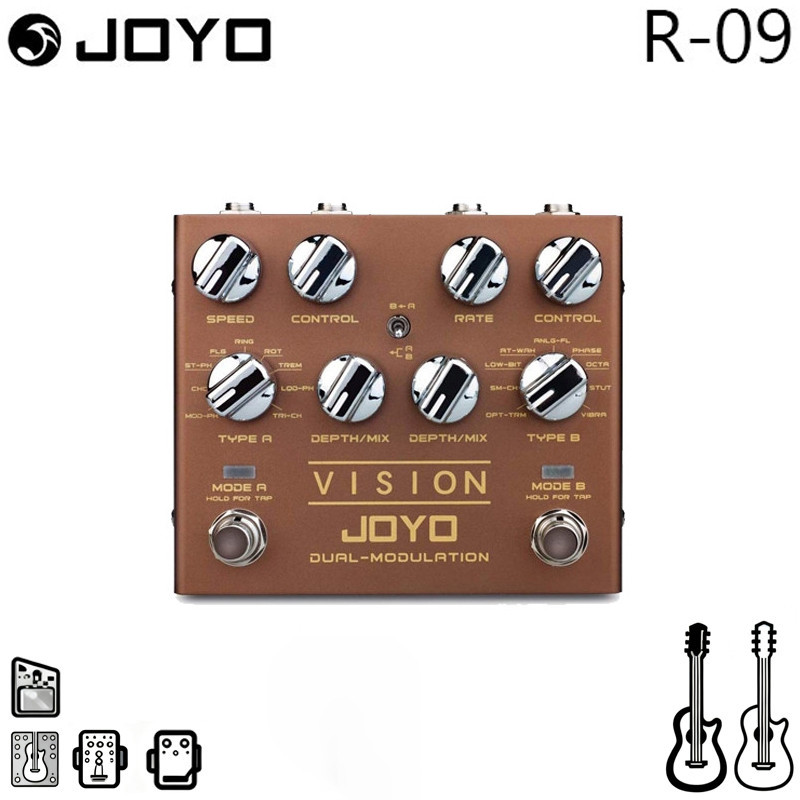JOYO R-09 VISION Multi-Effect กีตาร์ 9 Effects Dual Channel Modulation Pedal Tap Tempo Mini Effect T