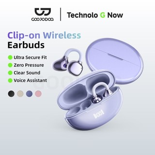 GOOJODOQ J235 Clip-on Wireless Earphone Bluetooth 5.3 earphones Intelligent Touch and AI Assistant Adjustable Hook