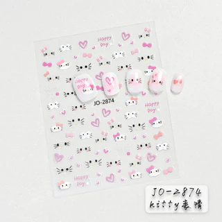 สติ๊กเกอร์ติดเล็บ ตกแต่งเล็บ Hello Kitty สีสันสดใส Emoji Bow การ์ตูนน่ารักหวาน KOUDAN