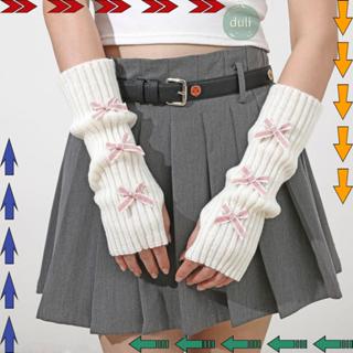 DUILIAN ถักแขนอุ่น, ถุงมือBowknot Y2K Bow Fingerless น่ารัก,…