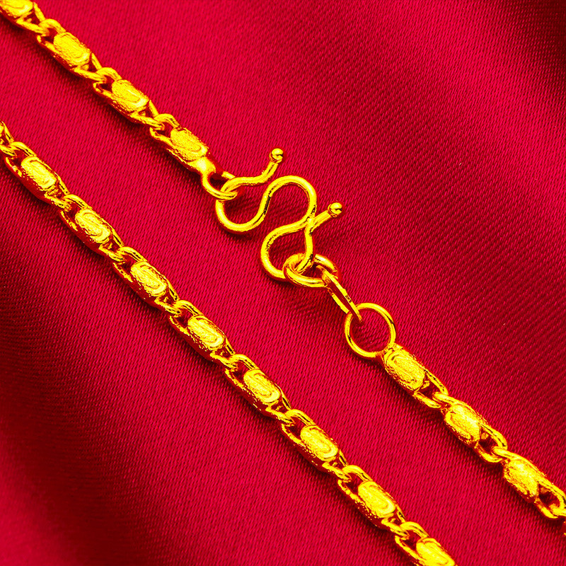 สร้อยคอ 24K Gold Electroplating Node สร้อยคอรูปร่างสูงผู้ชายผู้หญิงสไตล์จีนมงคลทุกวันธุรกิจสร้อยคอเค