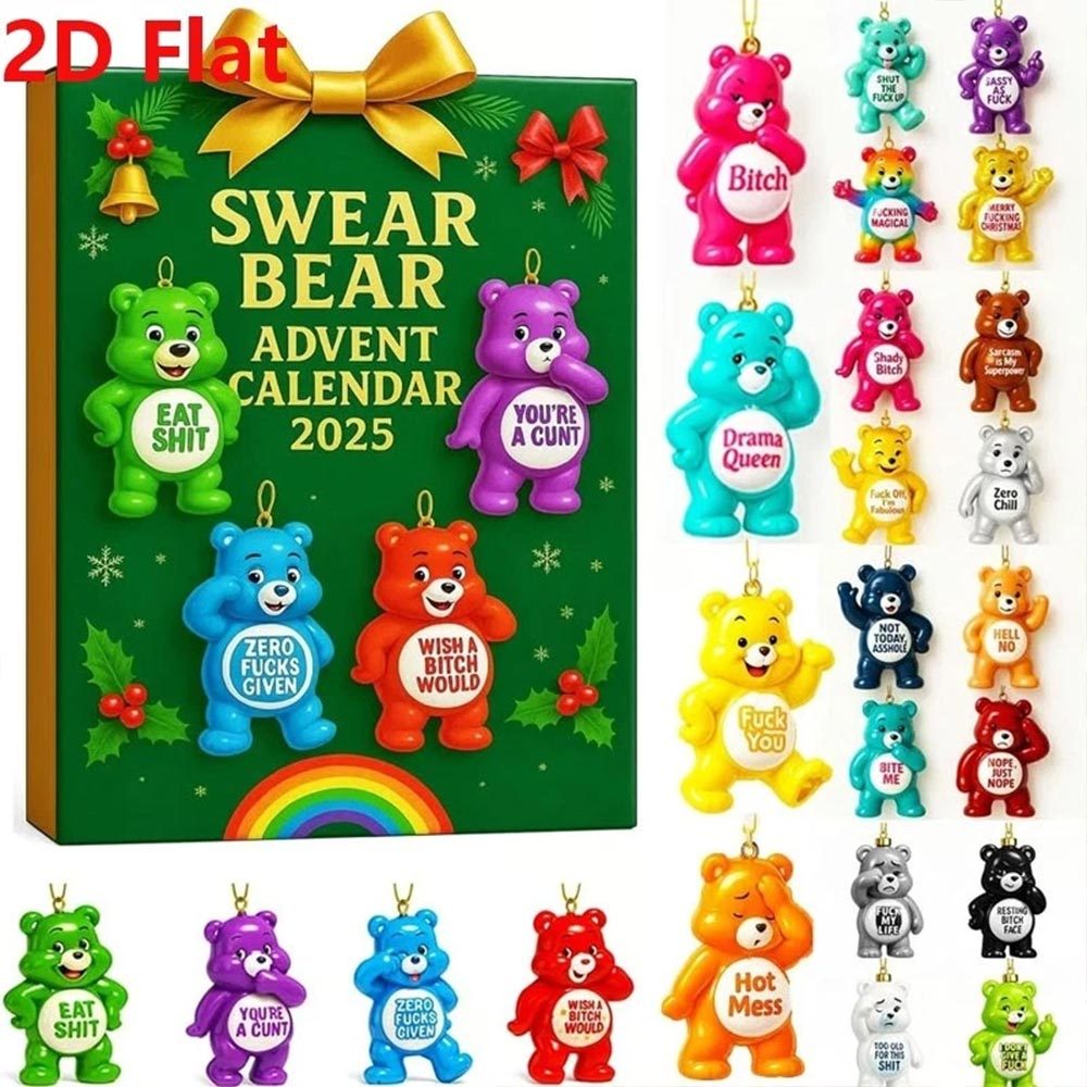 Swear Bear Advent Calendar, 24 Sassy Bears Mini Christmas Counting Calendar, Christmas Decorative Ca