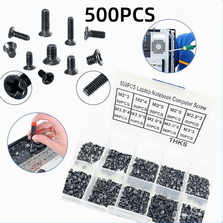 500pcs น็อตแล็ปท็อป asus โน๊ตบุ๊ค สกรูหัวฝังศรีษะ M2 M2.5 M3 DELL HP