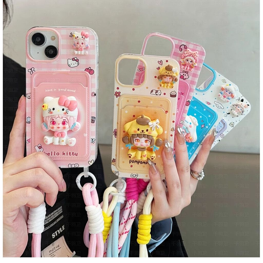 3Dพับผู้ถือบัตรพร้อมเชือกเส้นเล็กสําหรับiPhoneกรณี17 Pro Max 17 Pro 17 16 Pro Max 16 Pro 16 15 Pro Max 15 Pro 15 14 Pro Max 14 Pro 14 13 Pro Max 13 Pro 13 12 โปร 12