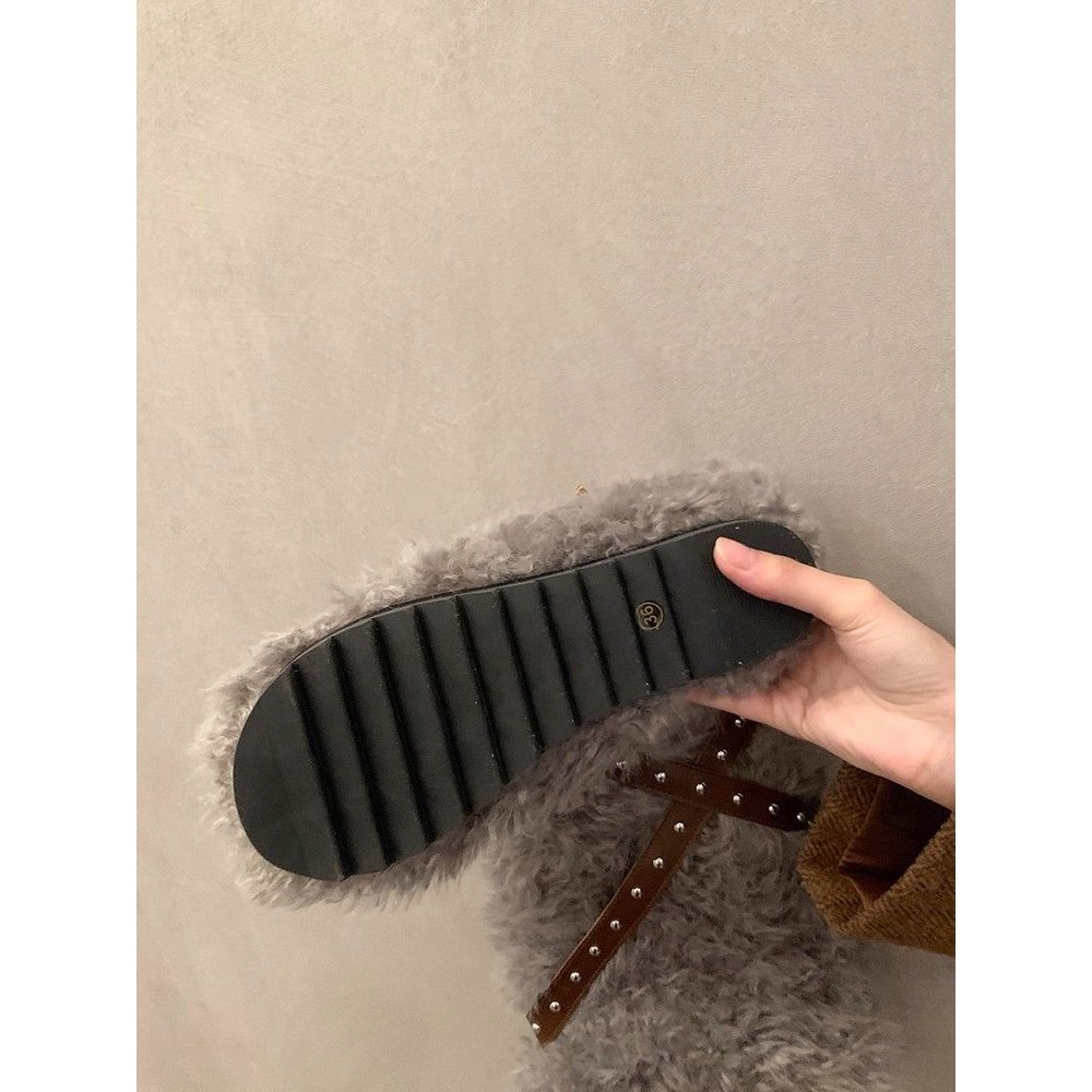 💥รองเท้าหิมะแบบแบน สไตล์เกาหลี มีส้นต่ำไม่เกิน 3 เซนติเมตร ทำจากหนังนิ่มและยาง ออกแบบพิเศษสำหรับฤดูหนาว - รูปที่ 3