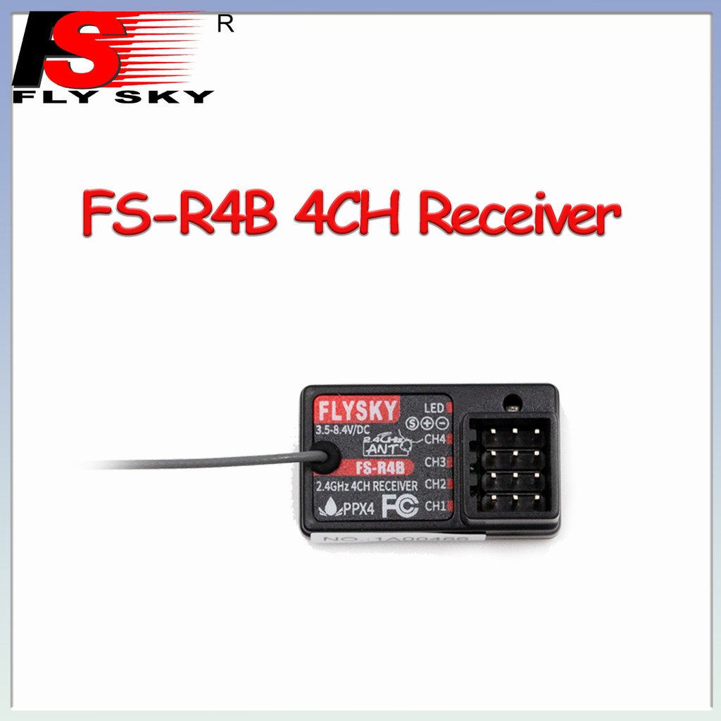 FLYSKY FS-R4B 4 ช่อง Mini Receiver 2.4G 3.5-8.4V ANT เสาอากาศเดี่ยว PWM สําหรับ RC รุ่นของเล่นรถเรือ