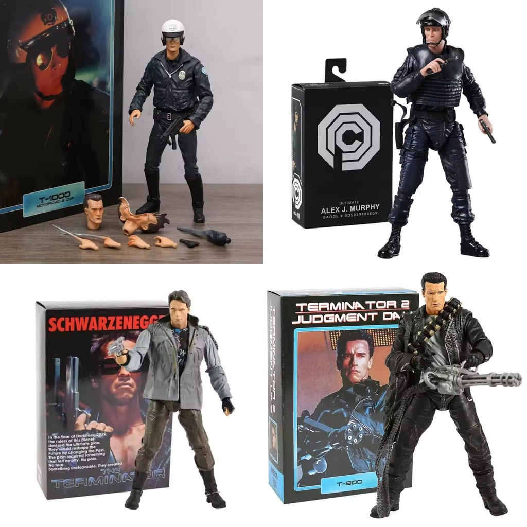 18 ซม. NECA Ultimate T-800 Tech NoirTerminator T1000 รถจักรยานยนต์ Cop RoboCop Alex Murphy (OCP Uniform ver.) ฟิกเกอร์พีวีซี