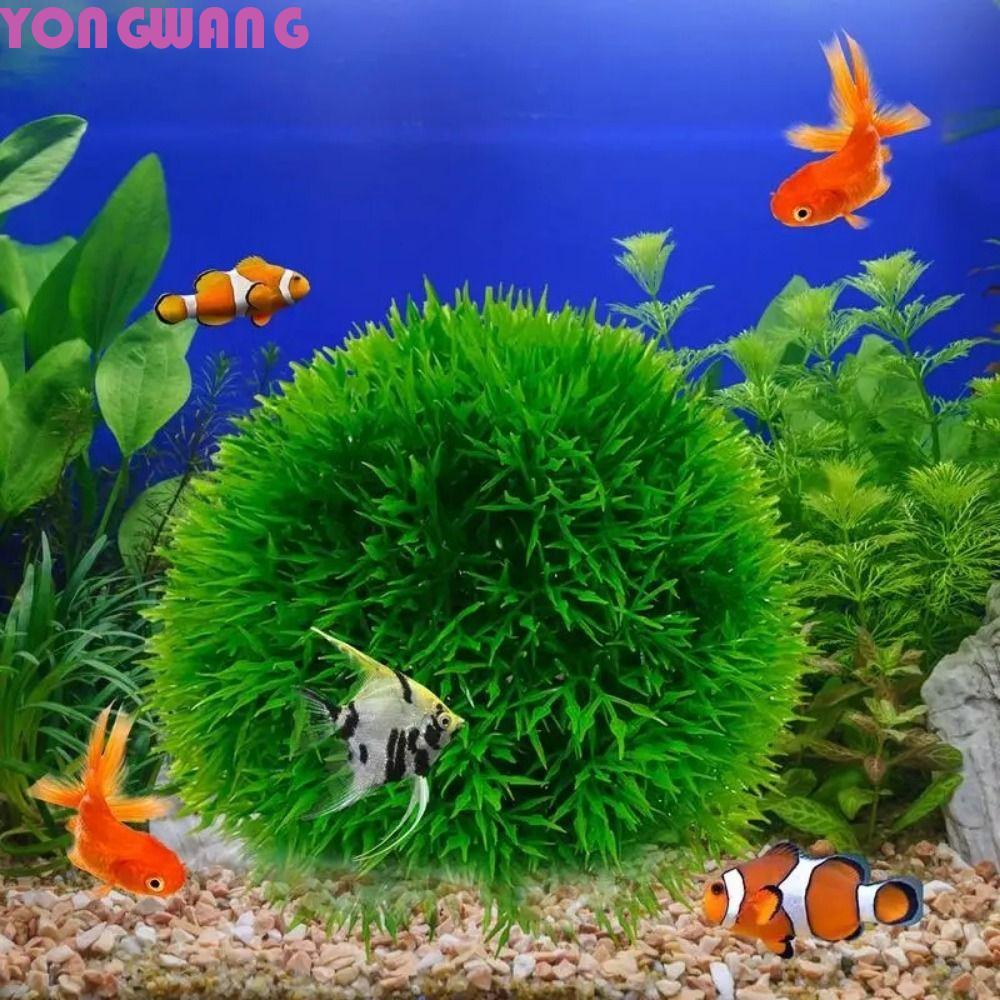 YONGWANG66HR Water Grass Ball, จําลอง 9 ซม.พืชน้ํา Ball, น้ําวัชพืชเครื่องประดับพลาสติกที่สมจริงประด