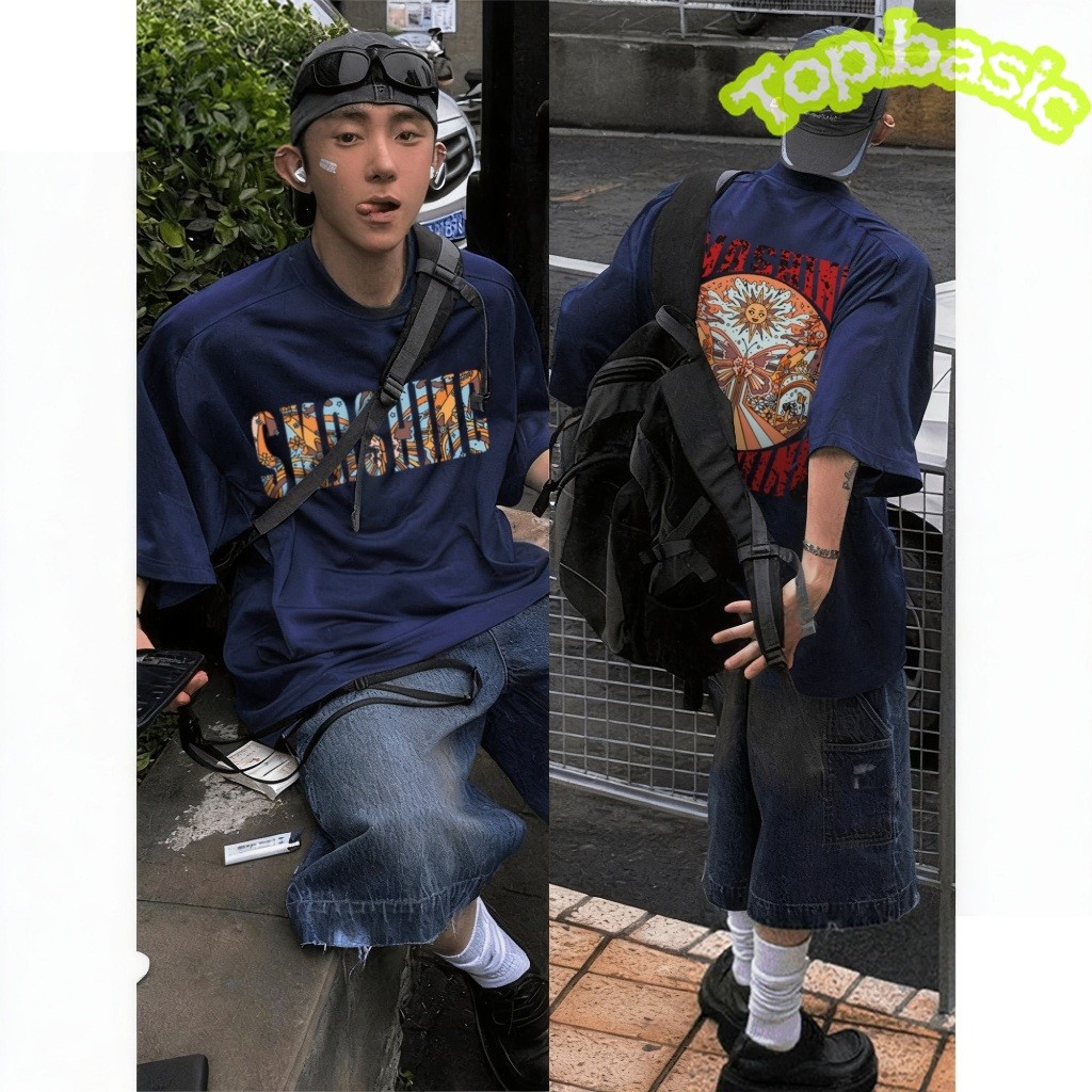 Top.basic🔥เสื้อผู้ชายสตรีทแฟชั่น "SMASHING"พิมพ์ลาย ผ้าCOTTONผ้าฝ้ายใส่สบาย OVERSIZE เสื้อวินเทจ ส่งจากไทย【COD】