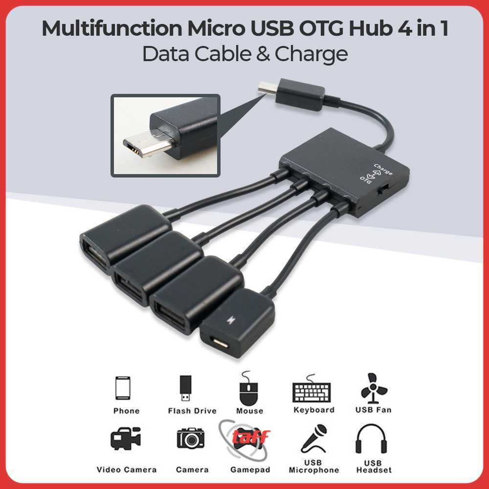 มัลติฟังก์ชั่น Micro USB OTG Hub 4in1 Data Cable & Charge - M3H4