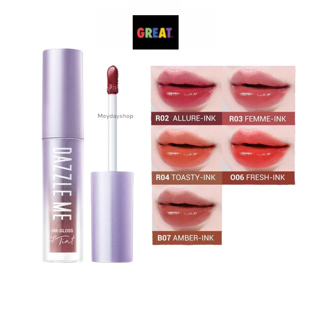 DAZZLE ME Ink-Gloss Lip Tint ลิปกลอสทินท์ ปากฉ่ำวาว แดซเซิล มี ติดทน กันน้ำ ปริมาณ 2 กรัม