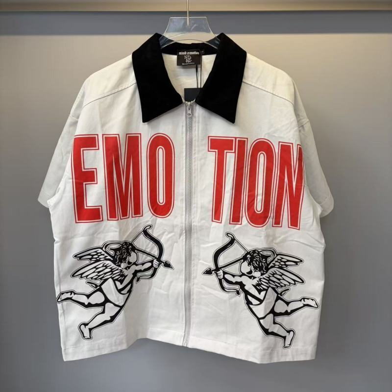 MIXED EMOTION American Street Angel Print Nylon Jacket Set เสื้อแจ็คเก็ตฮิปฮอปแขนสั้น