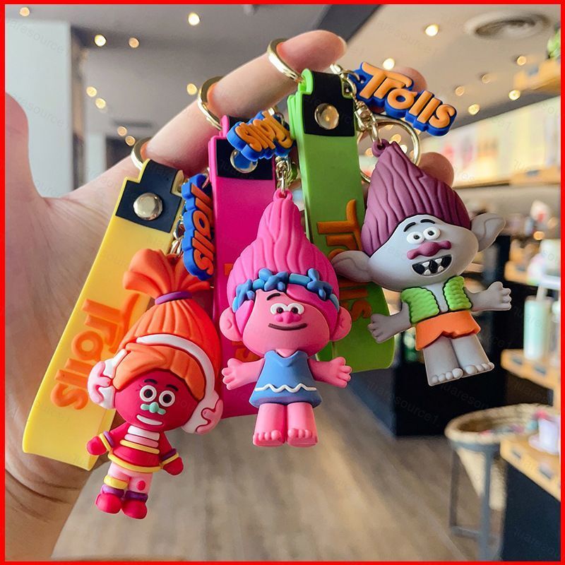 SQ1 Trolls 3 ตุ๊กตาพวงกุญแจของขวัญสําหรับเด็กผู้หญิงกระเป๋าจี้ Poppy สาขา Bridget รูปของเล่นเด็กพวงก
