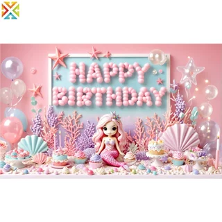 สุขสันต์วันเกิดพื้นหลังแบนเนอร์บอลลูนที่มีสีสันสายรุ้งเมฆเด็กเด็กงานเลี้ยงวันเกิดตกแต่งพื้นหลังผนังฉลองอุปกรณ์ถ่ายภาพ