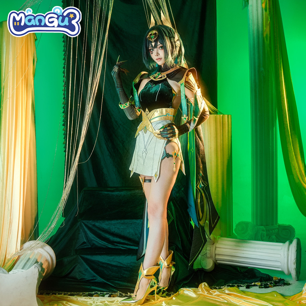 Mangu Genshin Impact Nefer เสื้อผ้าคอสเพลย์สำหรับผู้หญิง ขนาด XS-XXL