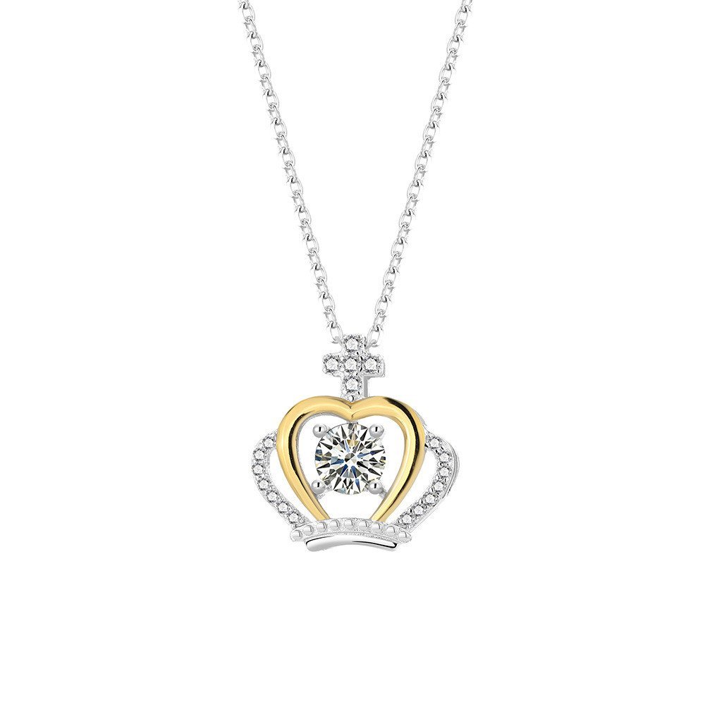 แฟชั่น Princess Clavicle Chain Love ทั้งร่างกายสร้อยคอเงินสเตอร์ลิงเครื่องประดับ 2 สี S925 หญิงฝังเซ