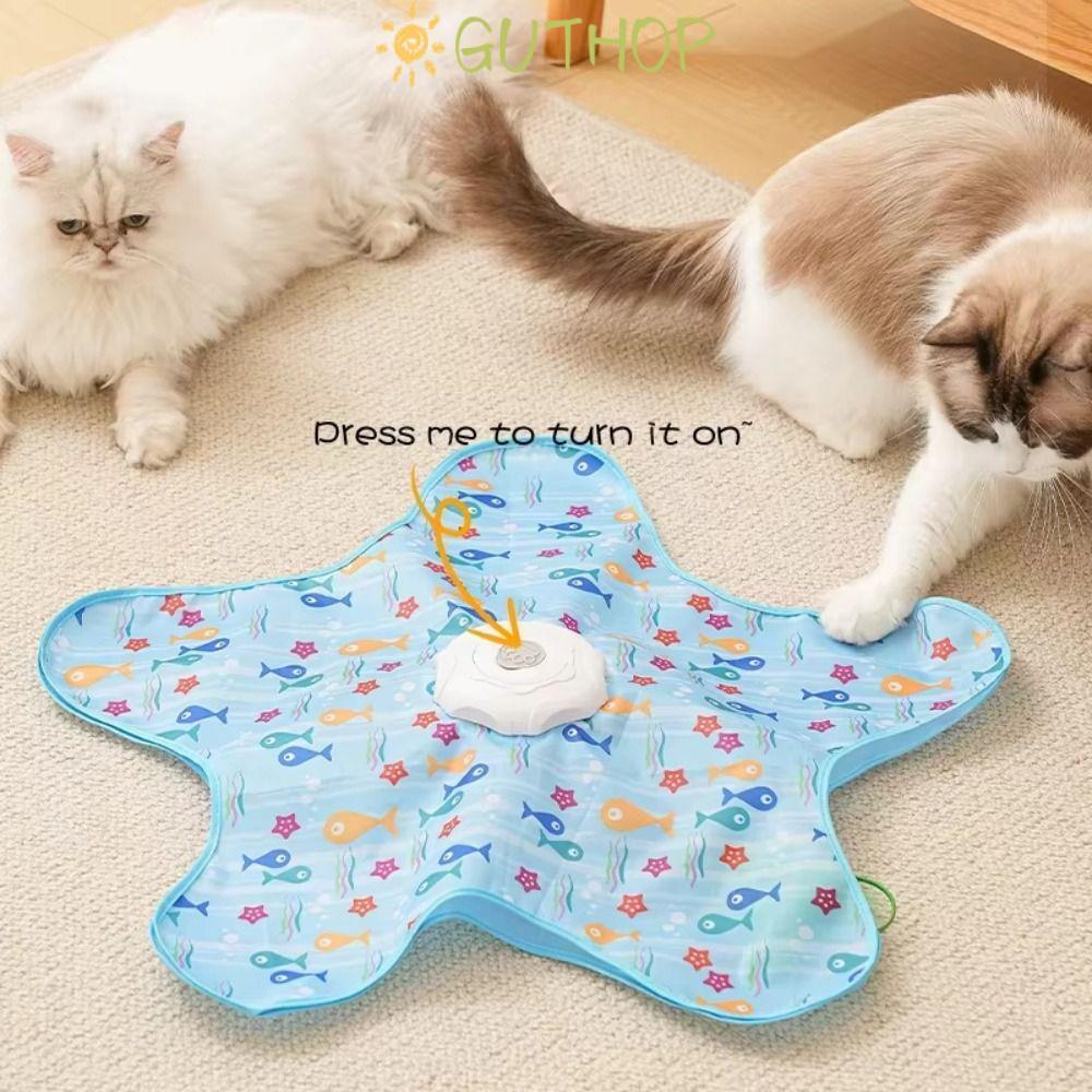 GUTHOP ของเล่นแมวแบบโต้ตอบ, พร้อมเมาส์ Squeaky Bite Resistance Cat Toy Cover, Interactive Hide and Seek บรรเทาความเบื่อหน่ายปลาดาว Pet Play Cover