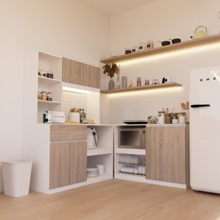 Looms  ชุดครัว รุ่น PEPPER ตู้สูง + ตู้เตี้ย 120-B สีขาวตัดส…